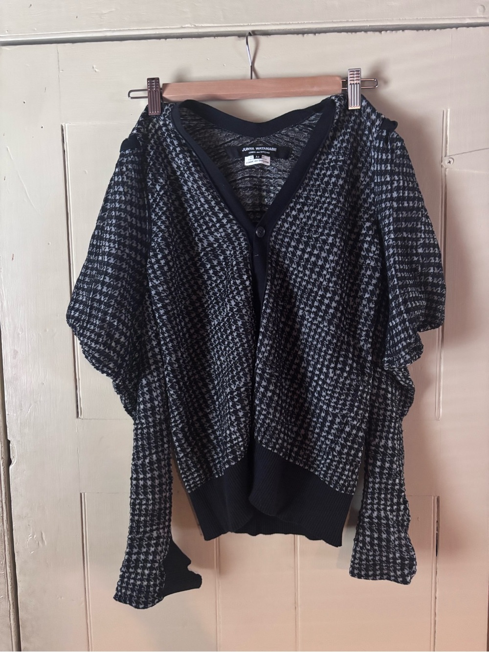 Junya Watanabe Comme des Garçons Black and Gray Houndstooth Cardigan